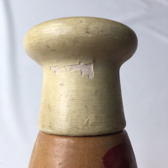 Chef Woman & Man Salt and Pepper Shakers Wood Painted Faces Red Japan Vintage - Picture 7 of 12